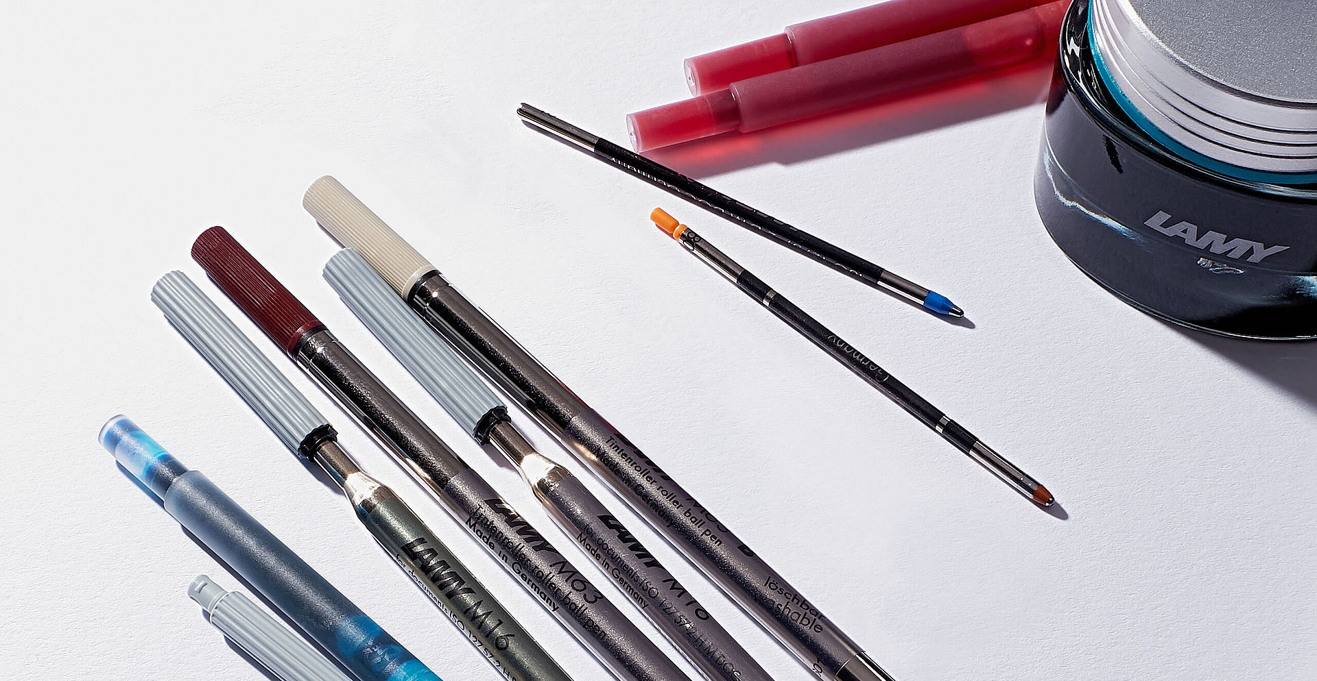 5 x Refills Cartridges Ink For Pen Blue Black Colour For Ballpoint Pens 