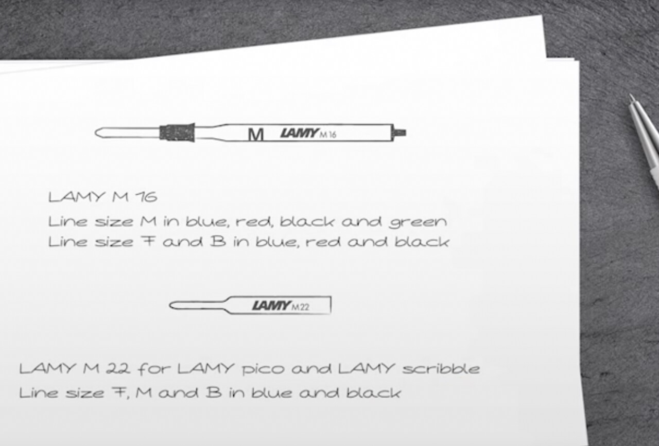 Black/Blue/Green/Red Size & F,M,B Colors Lamy M16 Refill 2Pc/Pack Choose 